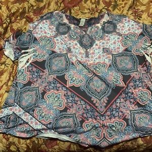 Never worn at all. Losing weight so it will never fit me. Plus size: 3x